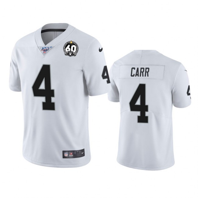 Nike Raiders #4 Derek Carr White 60th Anniversary Vapor Limited Stitched NFL 100th Season Jersey