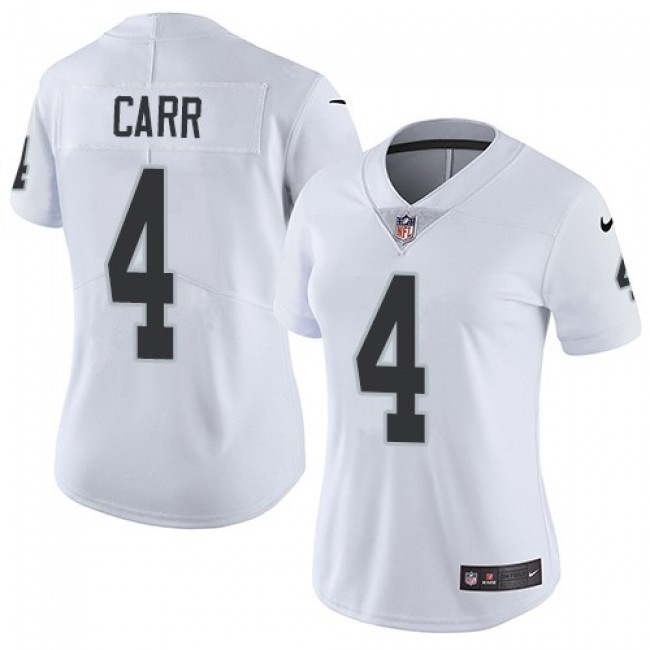 Women's Raiders #4 Derek Carr White Stitched NFL Vapor Untouchable Limited Jersey