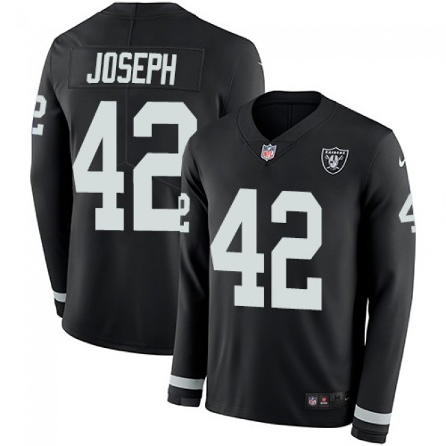 Nike Raiders #42 Karl Joseph Black Team Color Men's Stitched NFL Limited Therma Long Sleeve Jersey