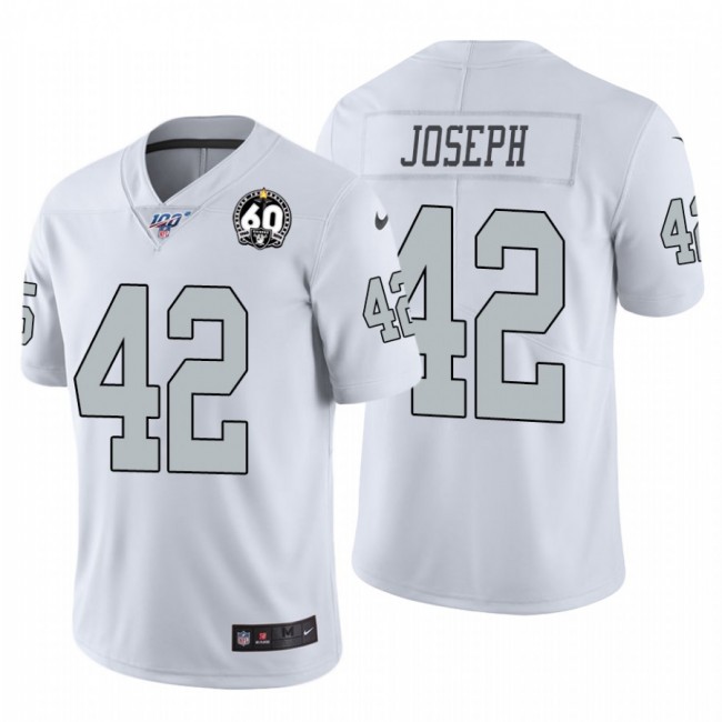 Nike Raiders #42 Karl Joseph White 60th Anniversary Patch Men's Stitched NFL 100 Limited Color Rush Jersey