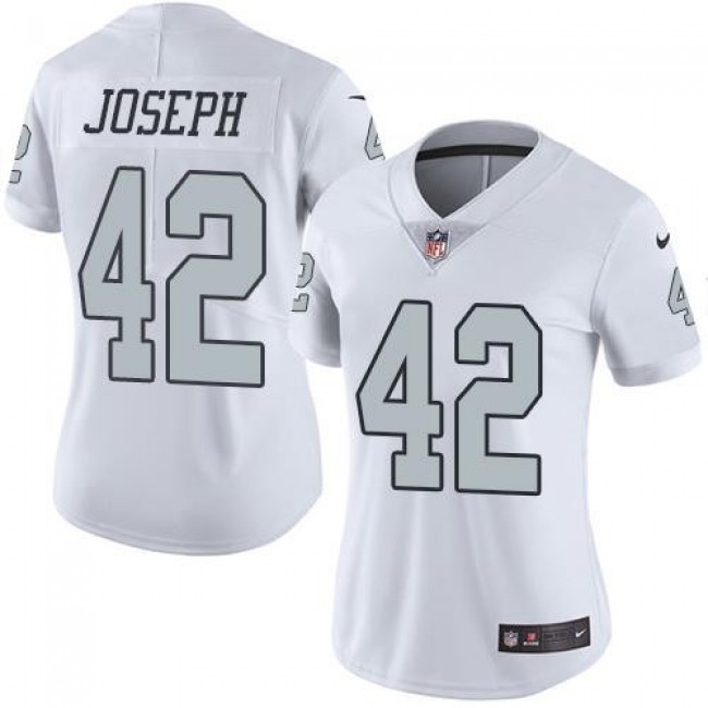 Women's Raiders #42 Karl Joseph White Stitched NFL Limited Rush Jersey