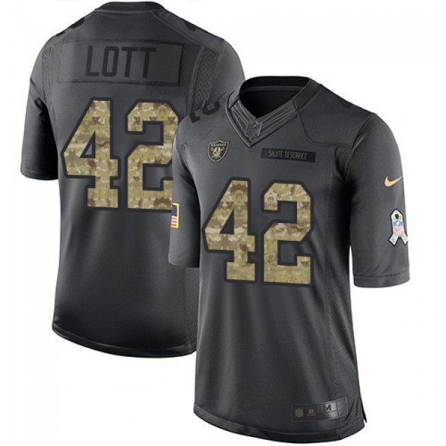 Nike Raiders #42 Ronnie Lott Black Men's Stitched NFL Limited 2016 Salute To Service Jersey