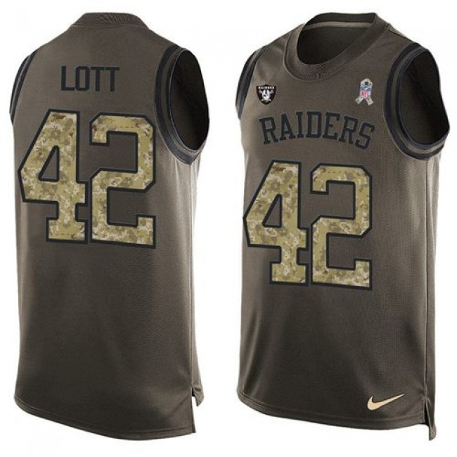 Nike Raiders #42 Ronnie Lott Green Men's Stitched NFL Limited Salute To Service Tank Top Jersey