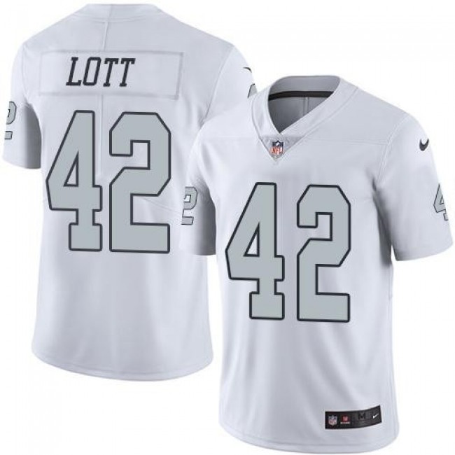 Nike Raiders #42 Ronnie Lott White Men's Stitched NFL Limited Rush Jersey