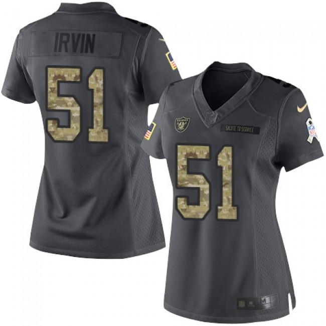 Women's Raiders #51 Bruce Irvin Black Stitched NFL Limited 2016 Salute to Service Jersey