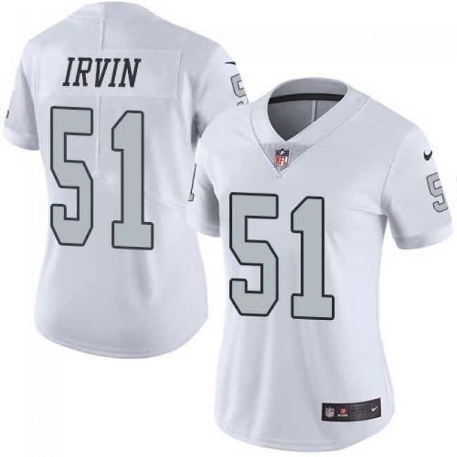 Women's Raiders #51 Bruce Irvin White Stitched NFL Limited Rush Jersey