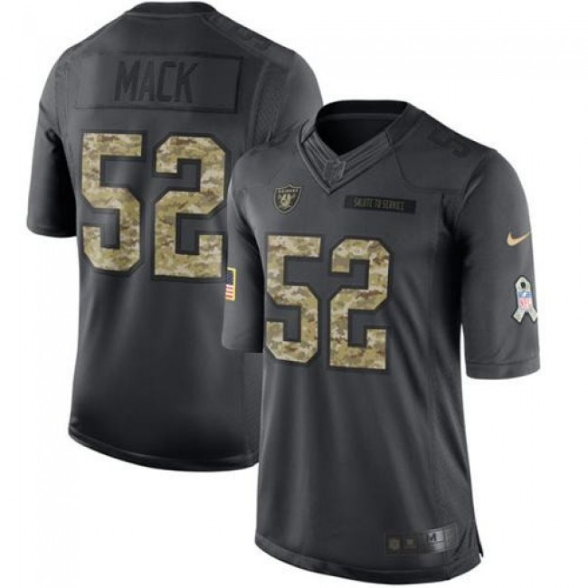 Las Vegas Raiders #52 Khalil Mack Black Youth Stitched NFL Limited 2016 Salute to Service Jersey