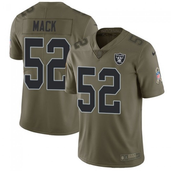Las Vegas Raiders #52 Khalil Mack Olive Youth Stitched NFL Limited 2017 Salute to Service Jersey