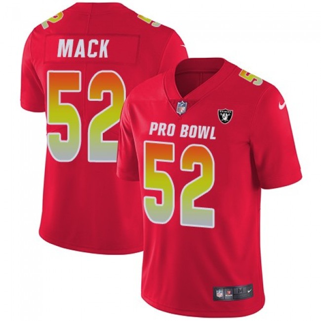 Women's Raiders #52 Khalil Mack Red Stitched NFL Limited AFC 2018 Pro Bowl Jersey