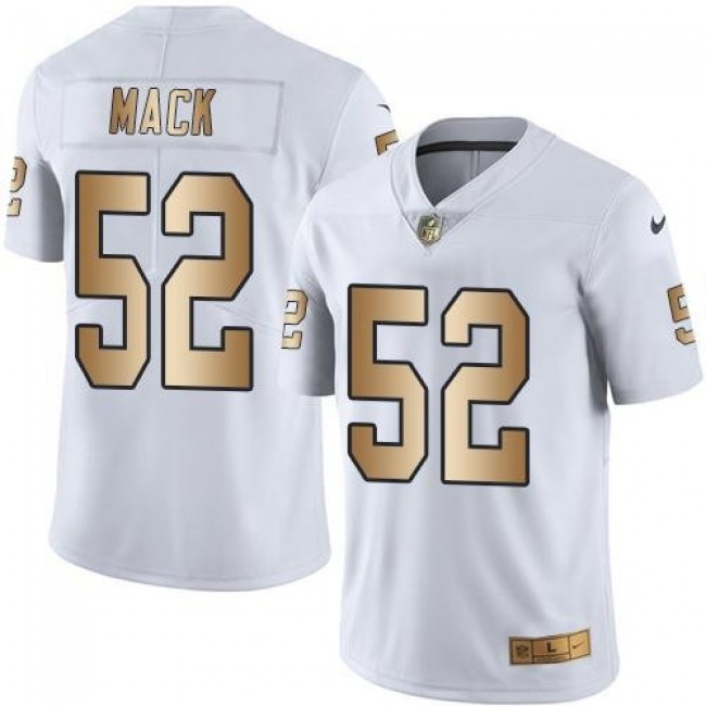 Las Vegas Raiders #52 Khalil Mack White Youth Stitched NFL Limited Gold Rush Jersey