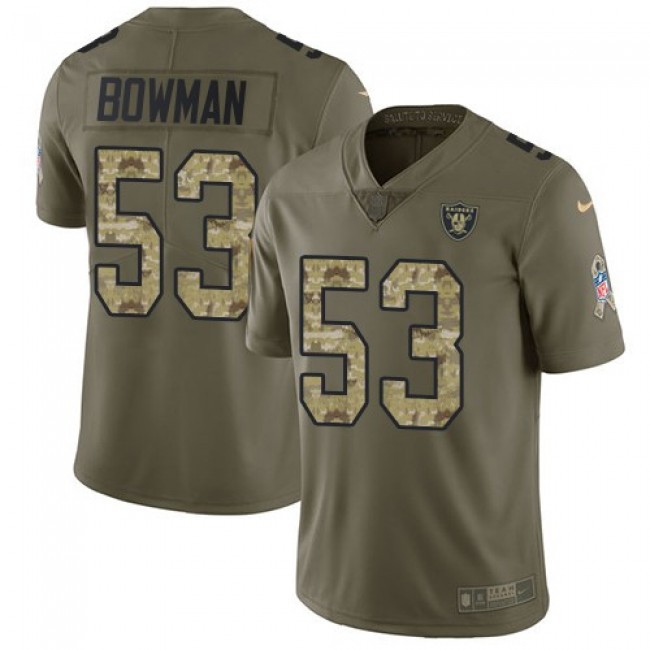 Las Vegas Raiders #53 NaVorro Bowman Olive-Camo Youth Stitched NFL Limited 2017 Salute to Service Jersey