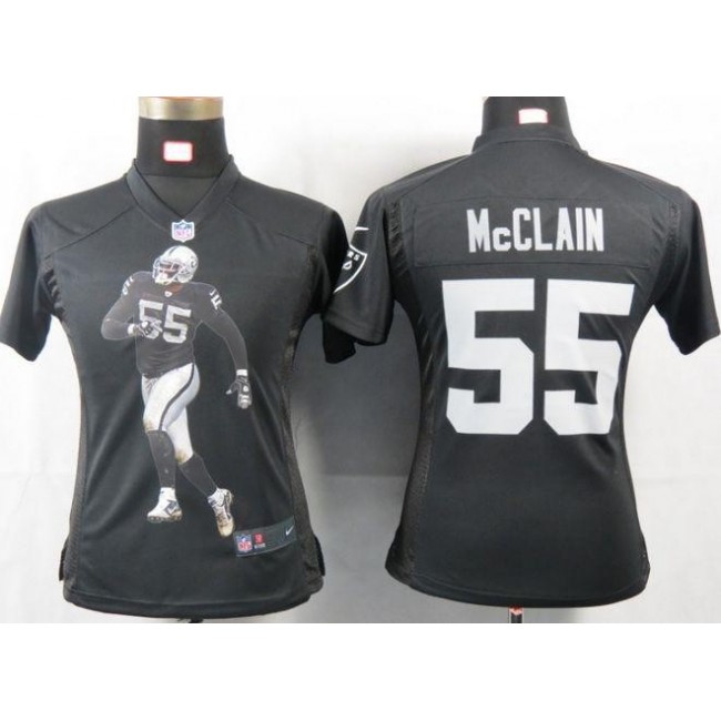 Women's Raiders #55 Rolando McClain Black Team Color Portrait NFL Game Jersey
