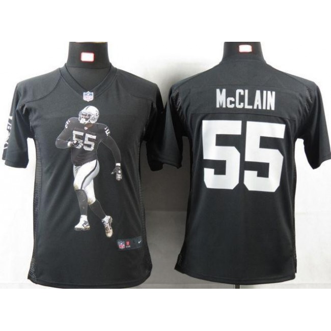 Las Vegas Raiders #55 Rolando McClain Black Team Color Youth Portrait Fashion NFL Game Jersey