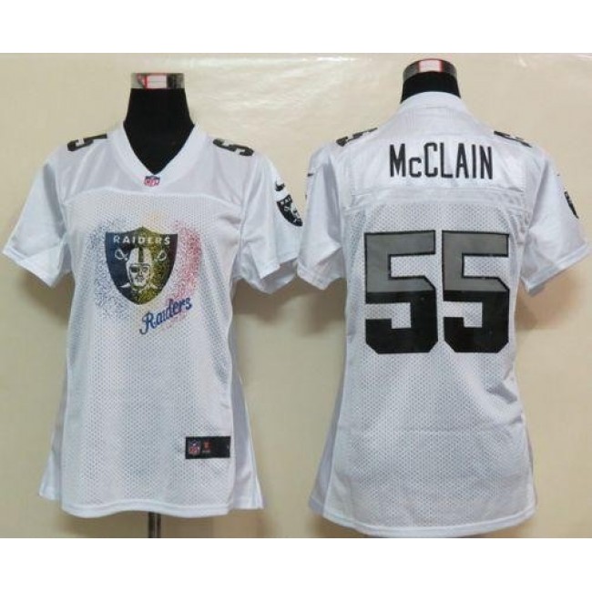 Women's Raiders #55 Rolando McClain White Fem Fan NFL Game Jersey
