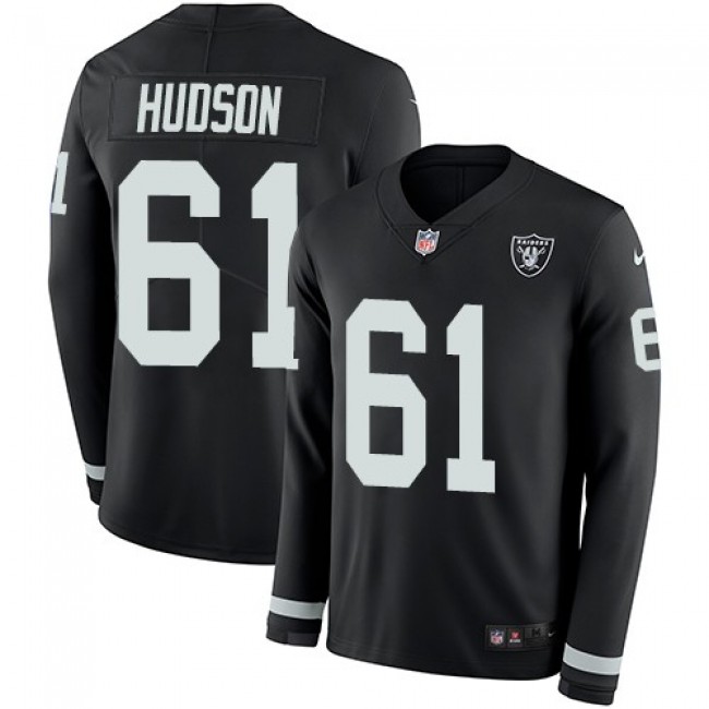 Nike Raiders #61 Rodney Hudson Black Team Color Men's Stitched NFL Limited Therma Long Sleeve Jersey