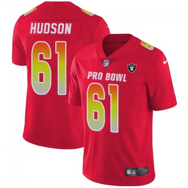 Women's Raiders #61 Rodney Hudson Red Stitched NFL Limited AFC 2018 Pro Bowl Jersey