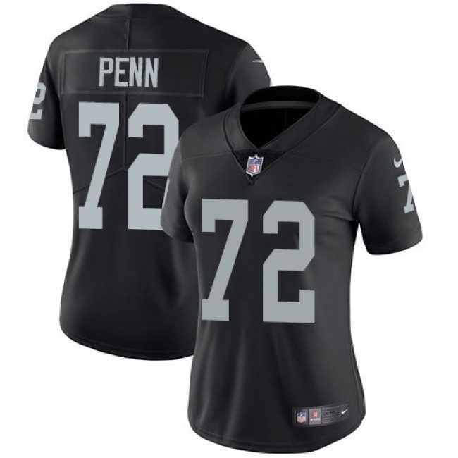 Women's Raiders #72 Donald Penn Black Team Color Stitched NFL Vapor Untouchable Limited Jersey