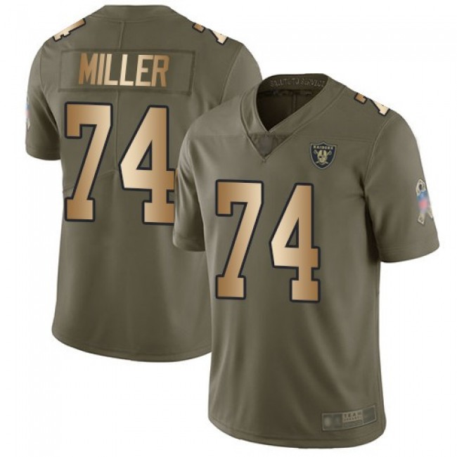 Nike Raiders #74 Kolton Miller Olive/Gold Men's Stitched NFL Limited 2017 Salute To Service Jersey