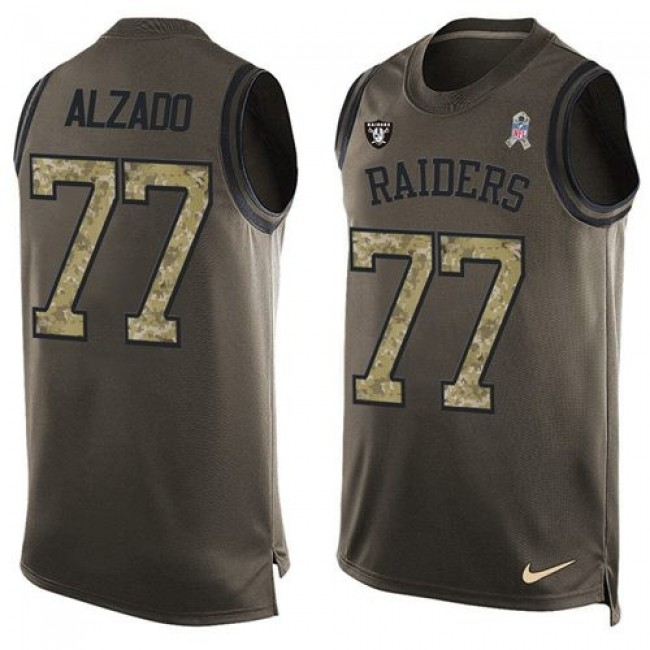 Nike Raiders #77 Lyle Alzado Green Men's Stitched NFL Limited Salute To Service Tank Top Jersey
