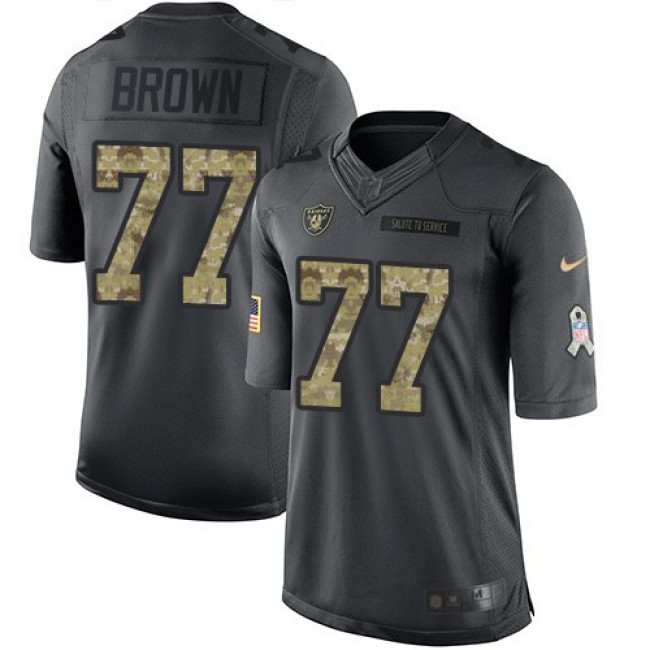 Nike Raiders #77 Trent Brown Black Men's Stitched NFL Limited 2016 Salute to Service Jersey