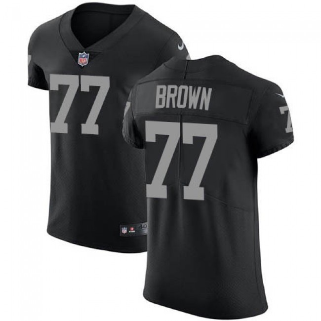 Nike Raiders #77 Trent Brown Black Team Color Men's Stitched NFL Vapor Untouchable Elite Jersey