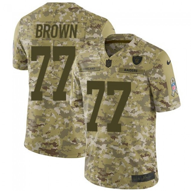 Nike Raiders #77 Trent Brown Camo Men's Stitched NFL Limited 2018 Salute To Service Jersey