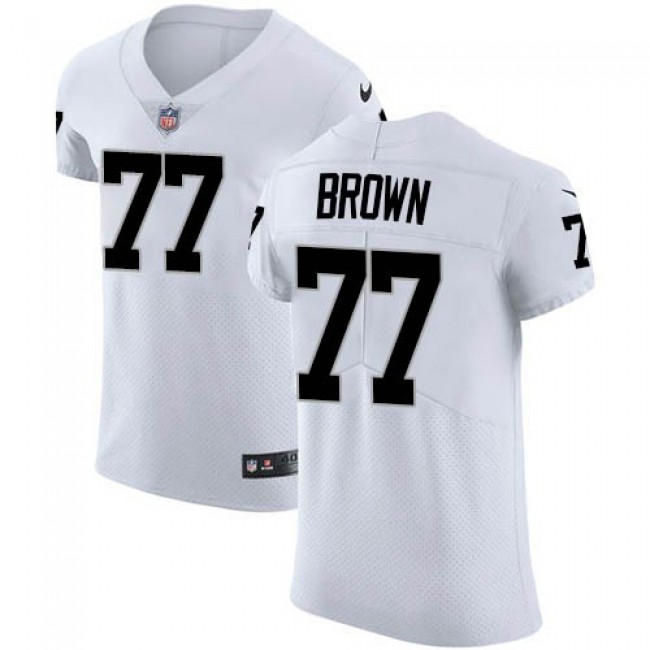 Nike Raiders #77 Trent Brown White Men's Stitched NFL New Elite Jersey