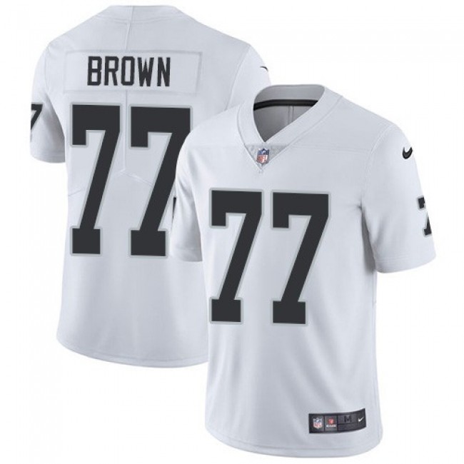 Nike Raiders #77 Trent Brown White Men's Stitched NFL Vapor Untouchable Limited Jersey