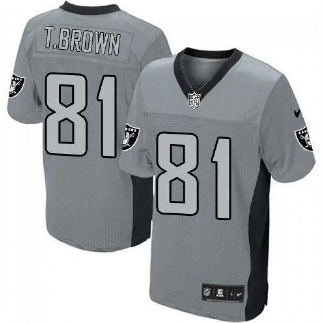 Nike Raiders #81 Tim Brown Grey Shadow Men's Stitched NFL Elite Jersey