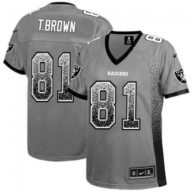Women's Raiders #81 Tim Brown Grey Stitched NFL Elite Drift Jersey