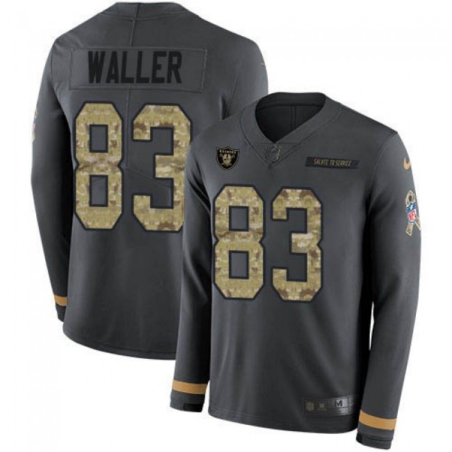 Nike Raiders #83 Darren Waller Anthracite Salute to Service Men's Stitched NFL Limited Therma Long Sleeve Jersey