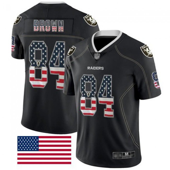 Nike Raiders #84 Antonio Brown Black Men's Stitched NFL Limited Rush USA Flag Jersey