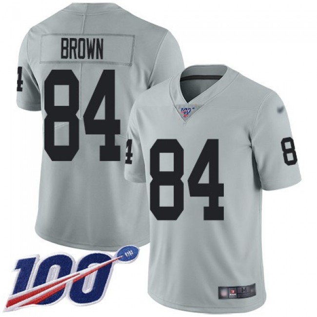Nike Raiders #84 Antonio Brown Silver Men's Stitched NFL Limited Inverted Legend 100th Season Jersey