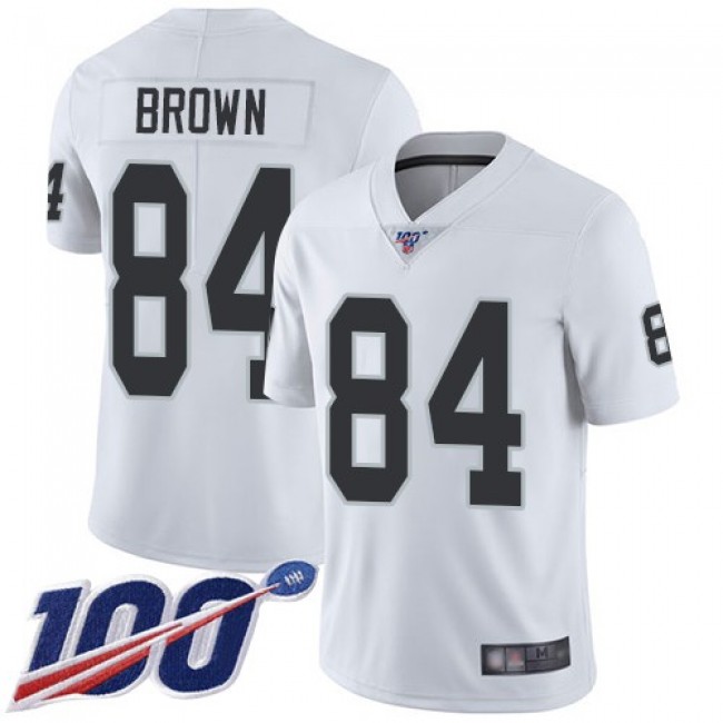 Nike Raiders #84 Antonio Brown White Men's Stitched NFL 100th Season Vapor Limited Jersey