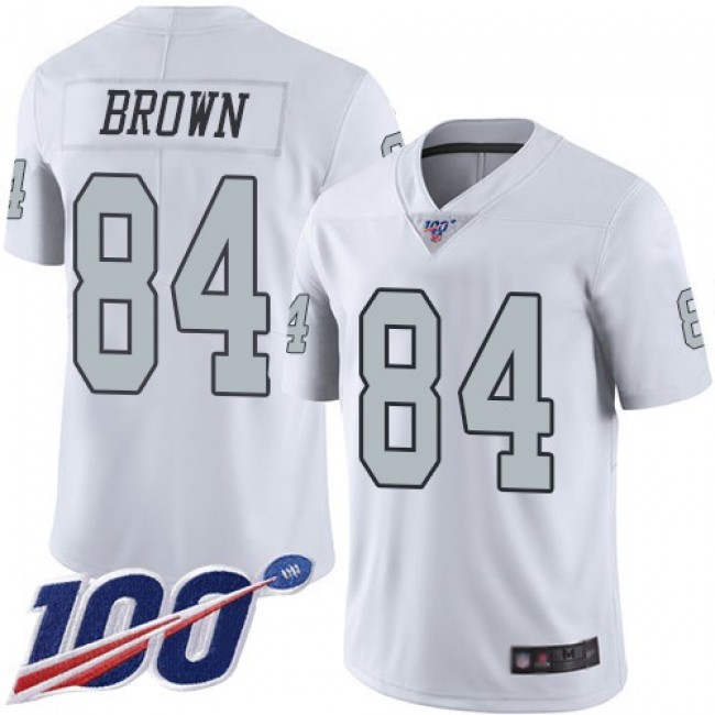 Nike Raiders #84 Antonio Brown White Men's Stitched NFL Limited Rush 100th Season Jersey
