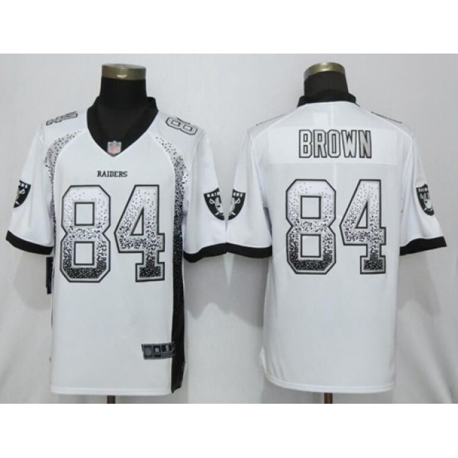 Nike Raiders #84 Antonio Brown White Men's Stitched NFL Limited Rush Drift Fashion Jersey