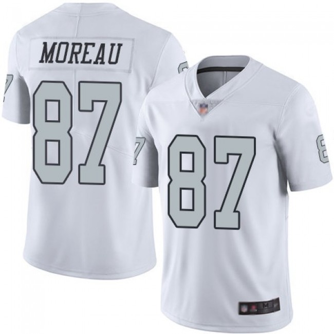 Nike Raiders #87 Foster Moreau White Men's Stitched NFL Limited Rush Jersey