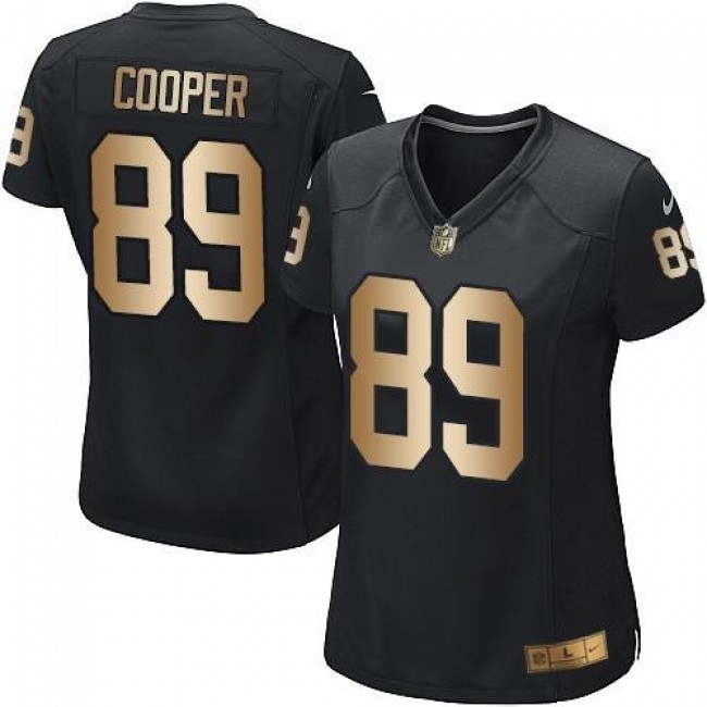 Women's Raiders #89 Amari Cooper Black Team Color Stitched NFL Elite Gold Jersey
