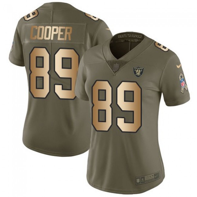 Women's Raiders #89 Amari Cooper Olive Gold Stitched NFL Limited 2017 Salute to Service Jersey