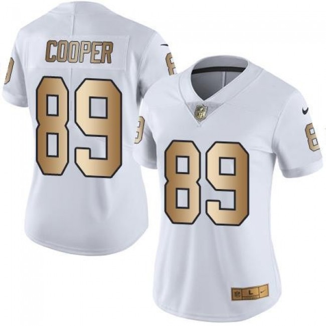 Women's Raiders #89 Amari Cooper White Stitched NFL Limited Gold Rush Jersey