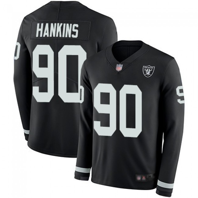 Nike Raiders #90 Johnathan Hankins Black Team Color Men's Stitched NFL Limited Therma Long Sleeve Jersey