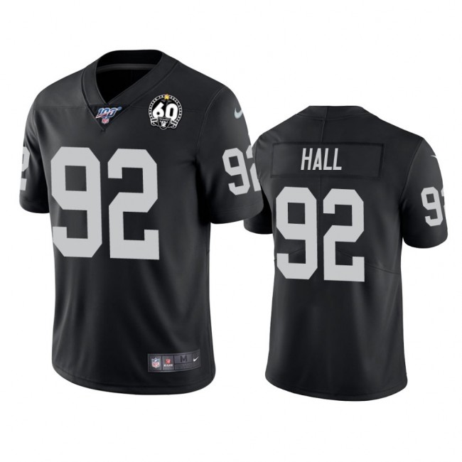 Nike Raiders #92 P.J. Hall Black 60th Anniversary Vapor Limited Stitched NFL 100th Season Jersey