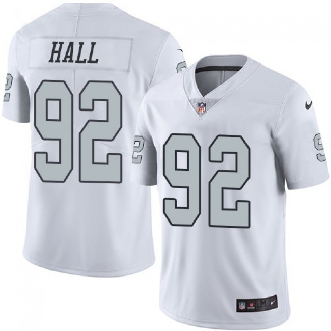 Nike Raiders #92 P.J. Hall White Men's Stitched NFL Limited Rush Jersey