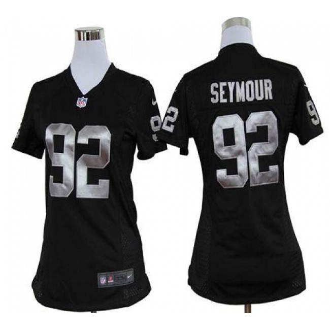 Women's Raiders #92 Richard Seymour Black Team Color Stitched NFL Elite Jersey