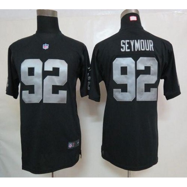 Las Vegas Raiders #92 Richard Seymour Black Team Color Youth Stitched NFL Elite Jersey