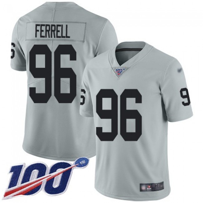 Nike Raiders #96 Clelin Ferrell Silver Men's Stitched NFL Limited Inverted Legend 100th Season Jersey