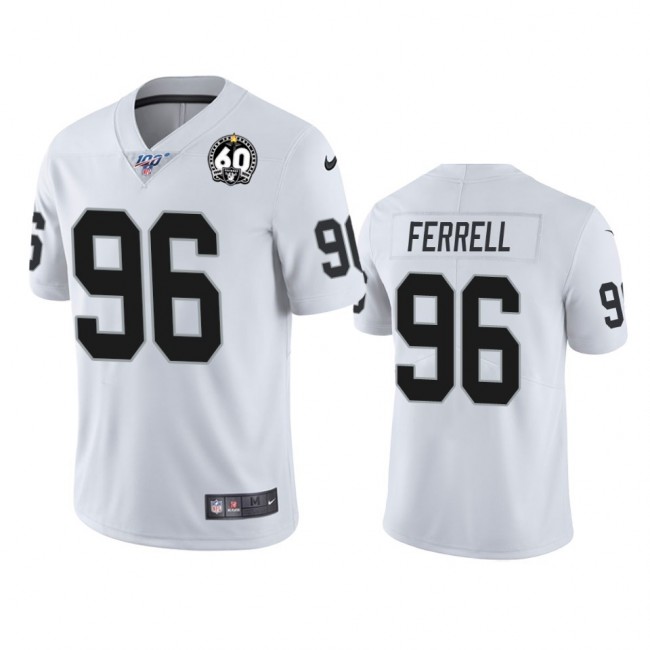 Nike Raiders #96 Clelin Ferrell White 60th Anniversary Vapor Limited Stitched NFL 100th Season Jersey
