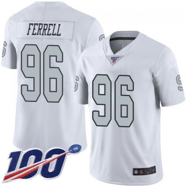 Nike Raiders #96 Clelin Ferrell White Men's Stitched NFL Limited Rush 100th Season Jersey