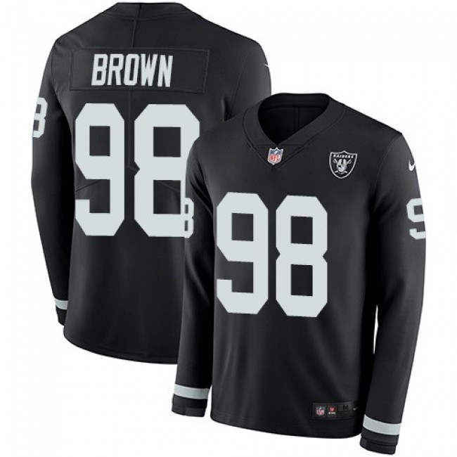 Nike Raiders #98 Trent Brown Black Team Color Men's Stitched NFL Limited Therma Long Sleeve Jersey