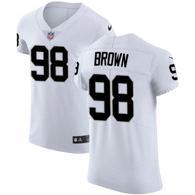 Nike Raiders #98 Trent Brown Hankins White Men's Stitched NFL Vapor Untouchable Elite Jersey